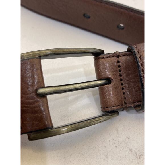 Joseph Abboud Double-Loop Edge Stitch Leather Belt Light Brown Size 38 / 95 - Picture 2 of 8